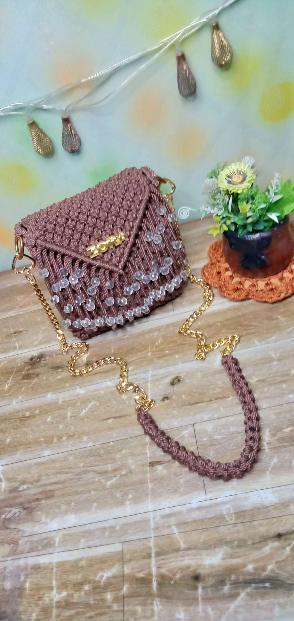 حقيبة مكرمية صغيرة هاند ميد