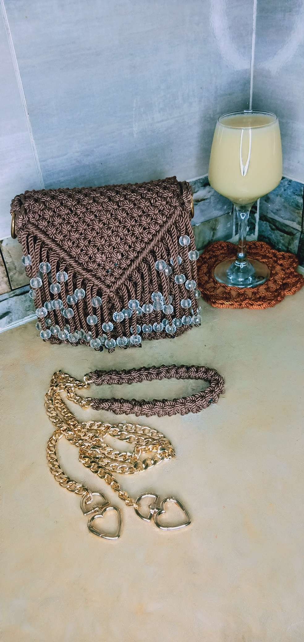 حقيبة مكرمية صغيرة هاند ميد