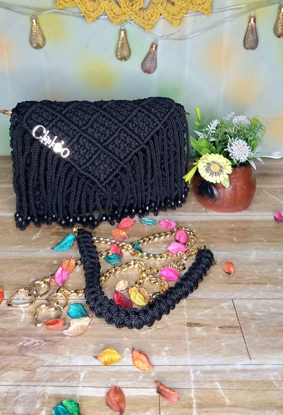 حقيبة مكرمية صغيره هاند ميد