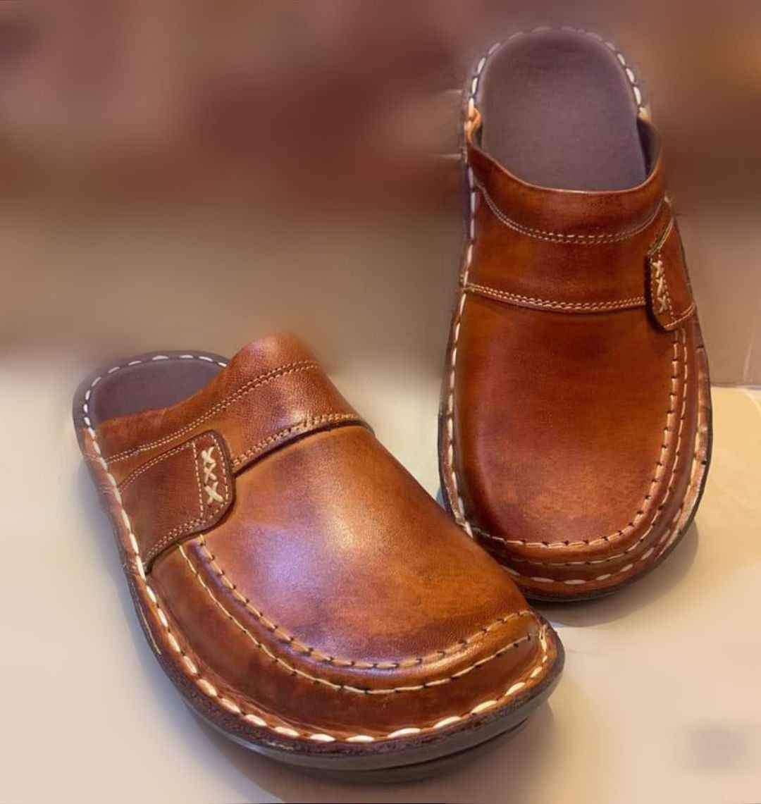 سابوه رجالي هاند ميد جلد طبيعي و نعل طبي مريح جداااااا