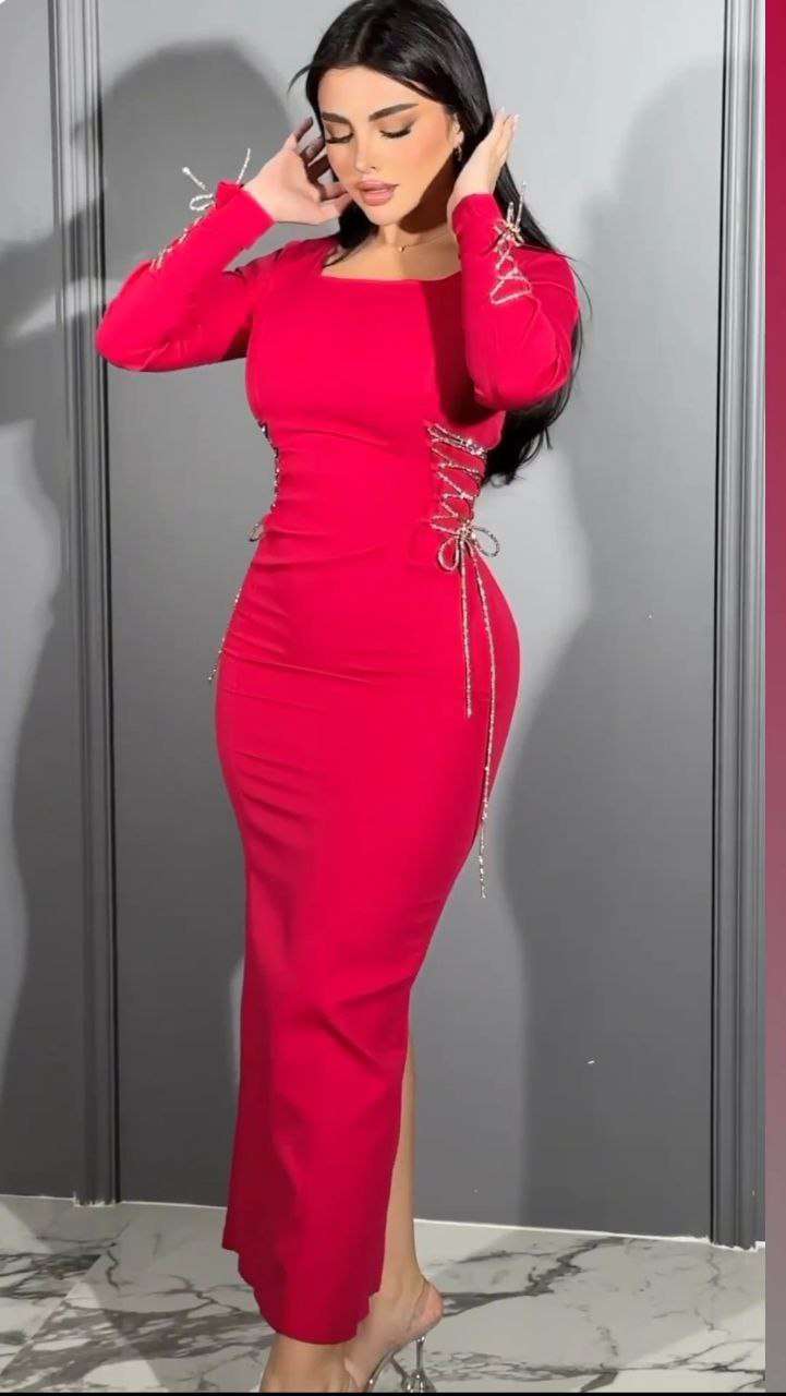 فستان شداد ربط جنب الماظ