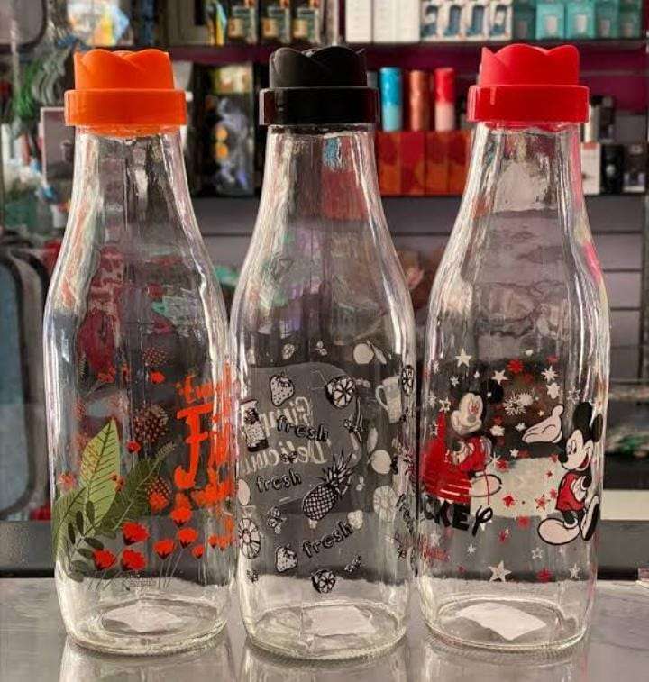 زجاجه مياه وعصير زجاج غطا ورده 1200 مللي