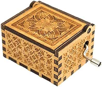 فوسكد صندوق موسيقى خشبي كلاسيكي مبتكر محفور يدويا