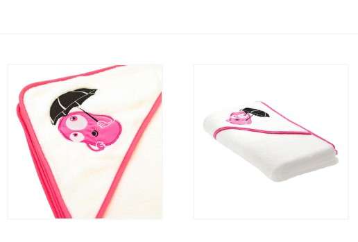 منشفة أطفال بطربوش بيضاء جريب فايبر