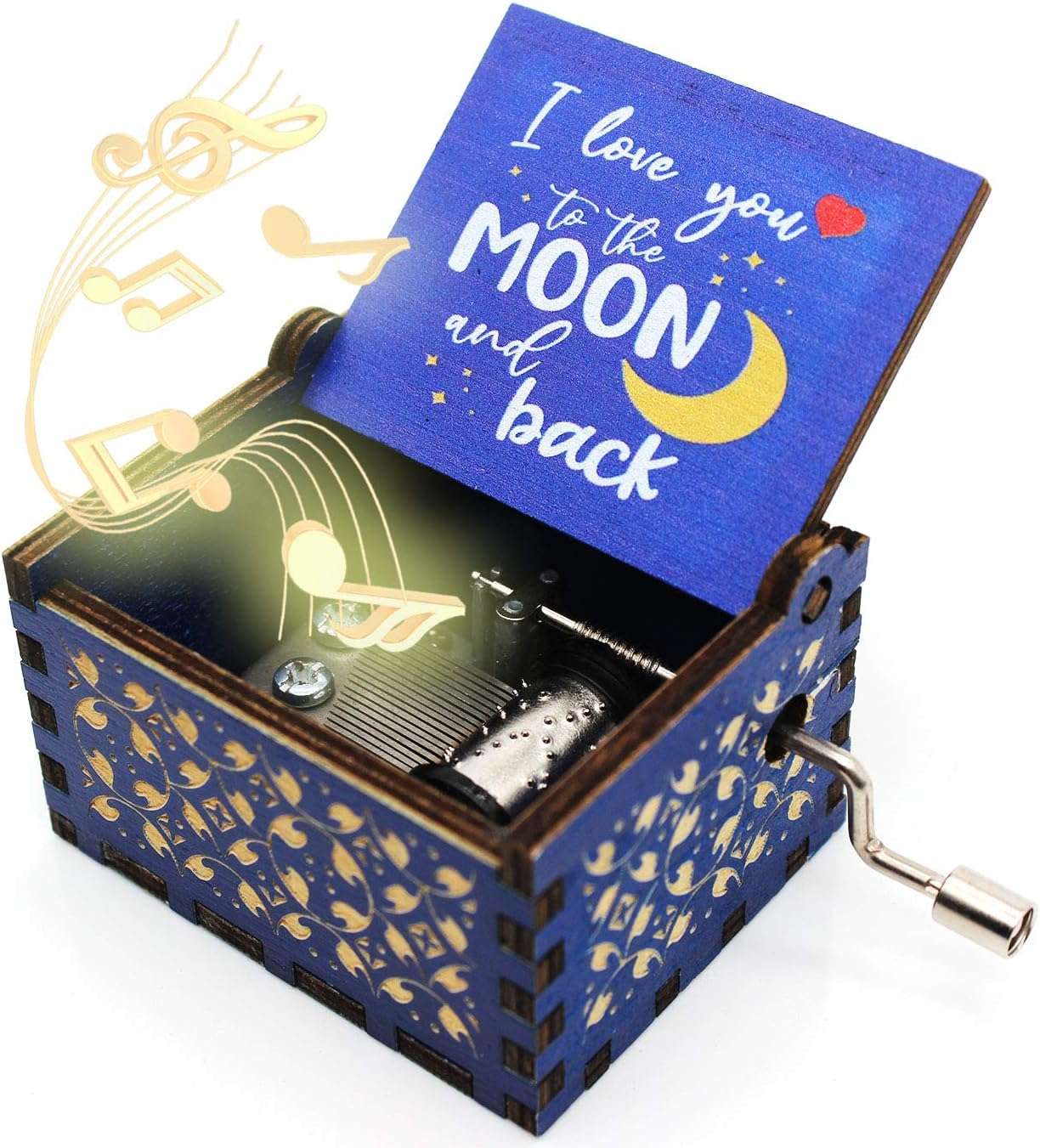 صندوق موسيقي ملون خشبي - أحبك إلى القمر  B0895G9FH4