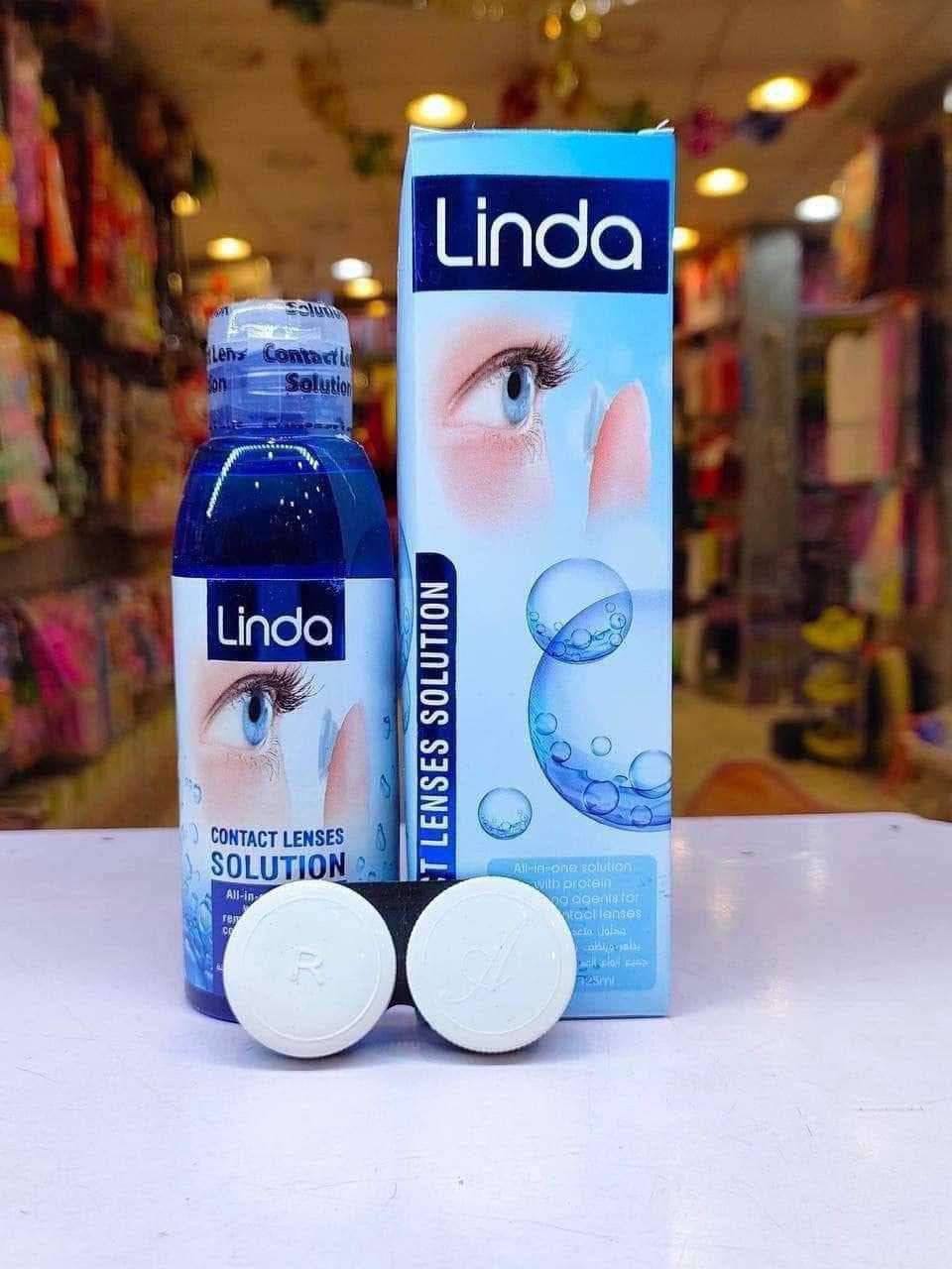 محلول عدسات ليندا linda و علبه العدسات اللاصقة