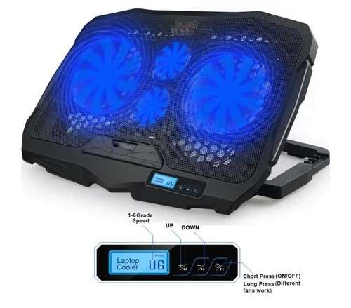 مروحة تبريد لابتوب جيجا ماكس 4 مروحه 15.6 بوصة أضاءة ليد(2020)