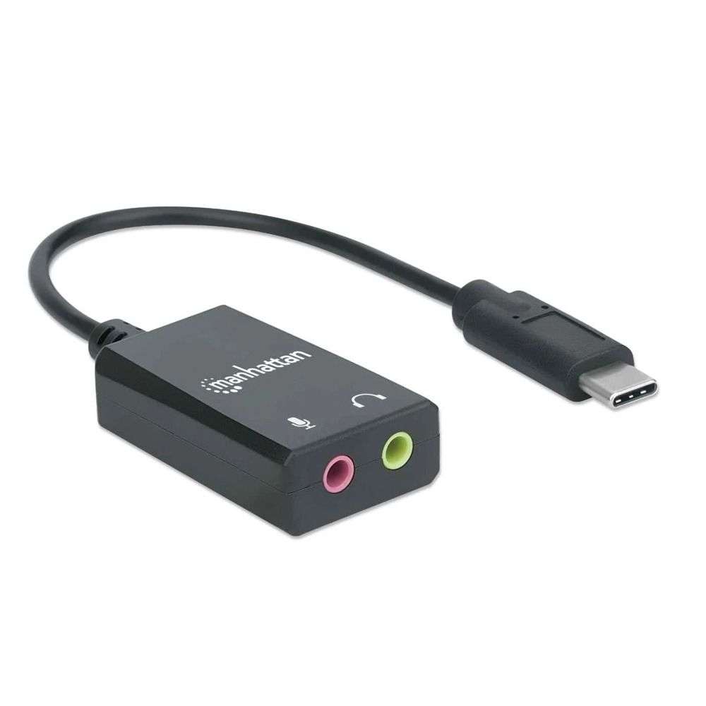 مانهاتن محول صوت USB-C الى 3.5 مم - 153317 - أسود (DC388)