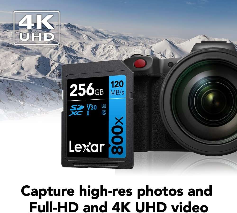 Lexar High-Performance 256GB 800x SDHC Card UHS-I-LSD08000256G-BNNNG