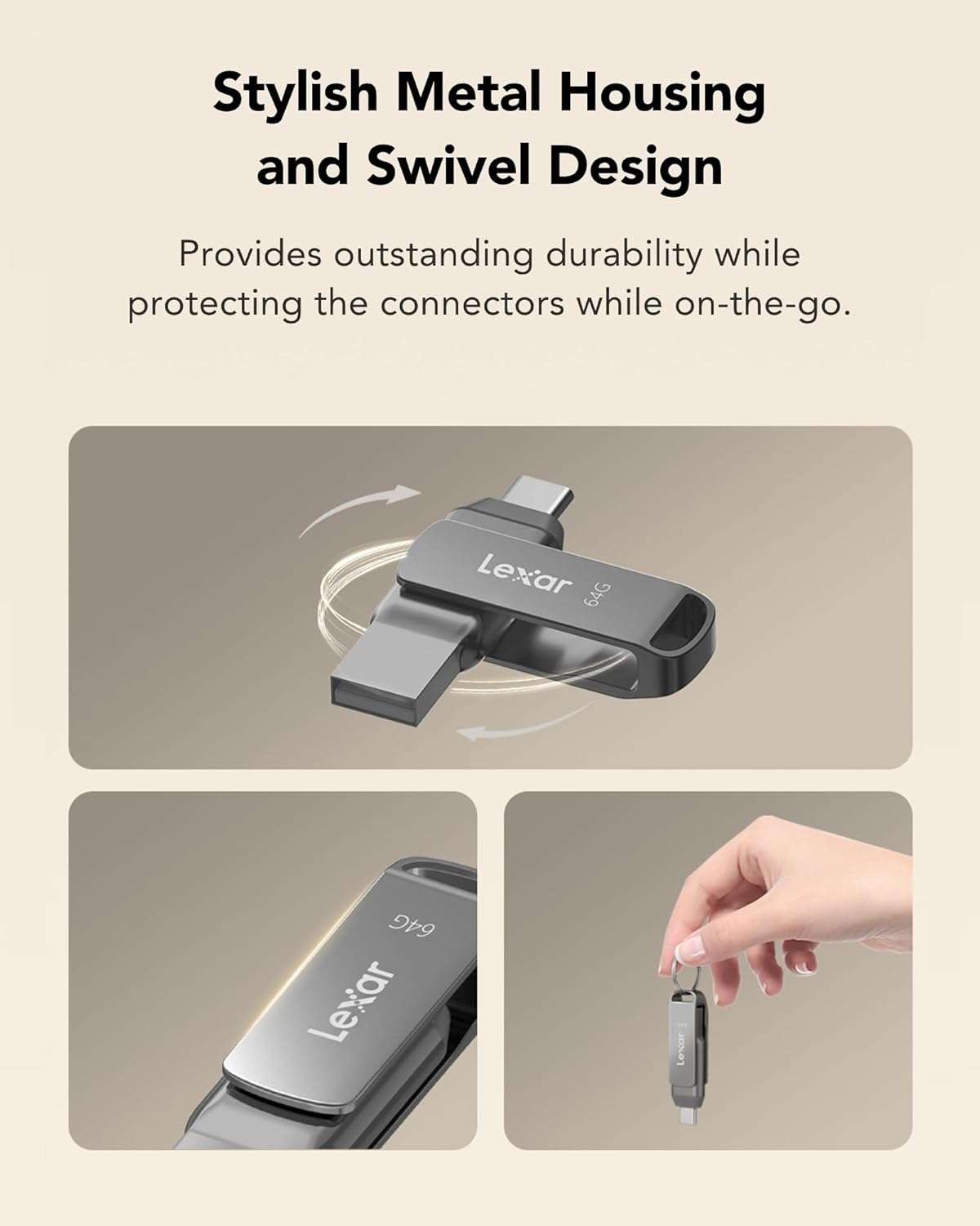 Lexar JumpDrive 64GB Dual Drive Flash D400 - LJDD400064G-BNQNG