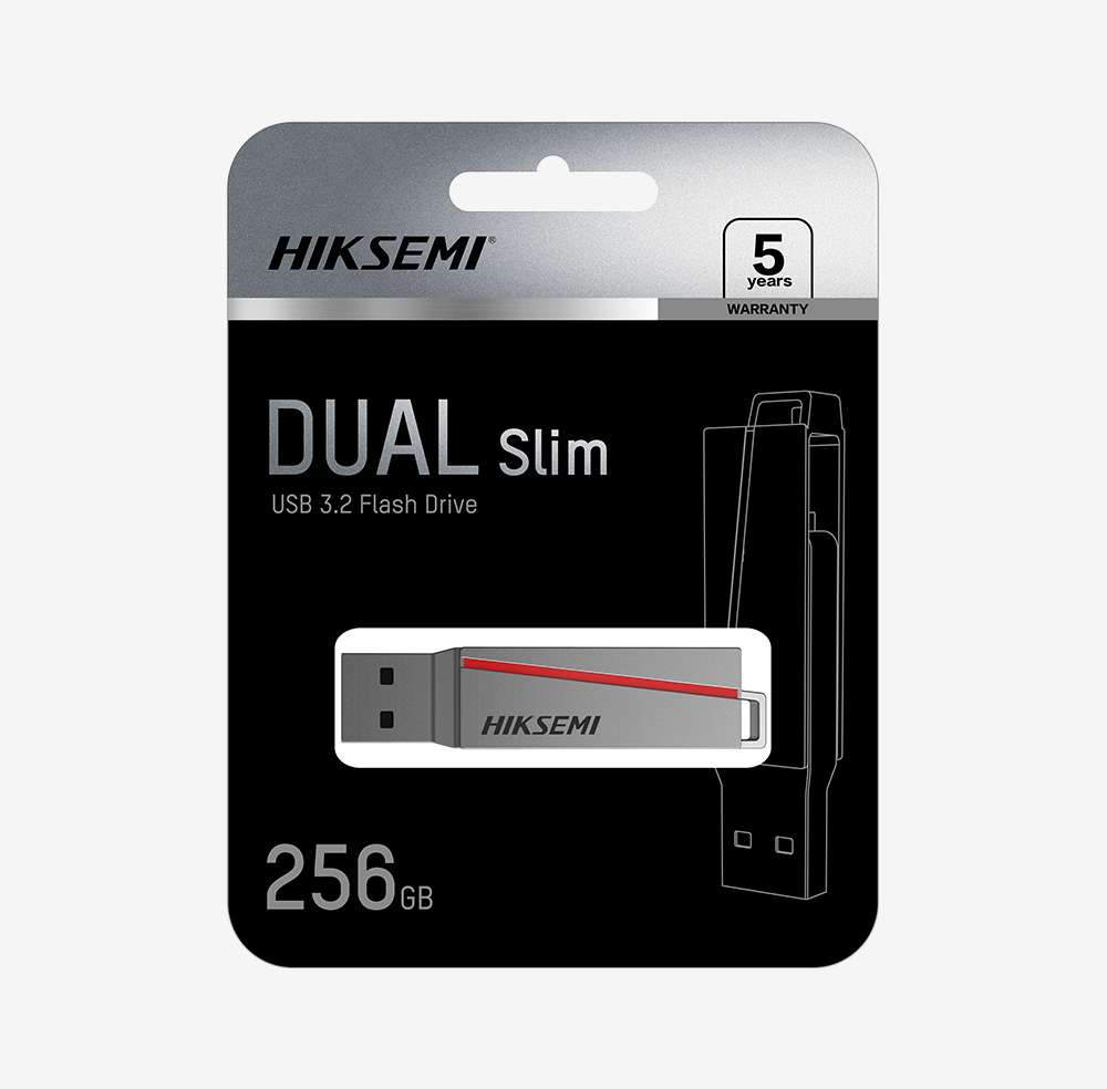 HIKSEMI 256GB DUAL SLIM USB 3.2 FLASH DRIVE (HS-USB-E307C 256G U3)