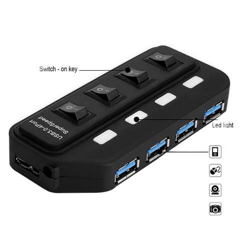 توبى موزع يو اس بي 4 منافذ + 4 مفاتيح سرعة تصل الي 5 جيجابايت (US318)