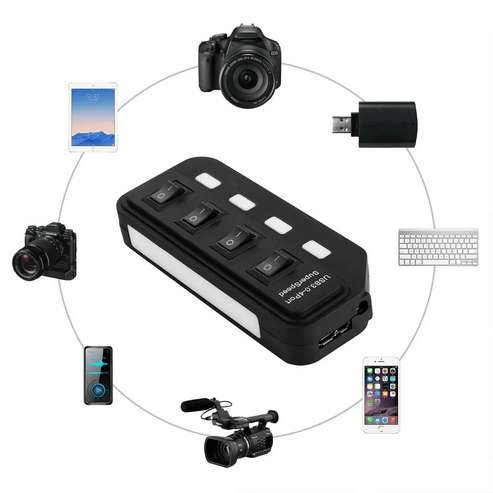 توبى موزع يو اس بي 4 منافذ + 4 مفاتيح سرعة تصل الي 5 جيجابايت (US318)