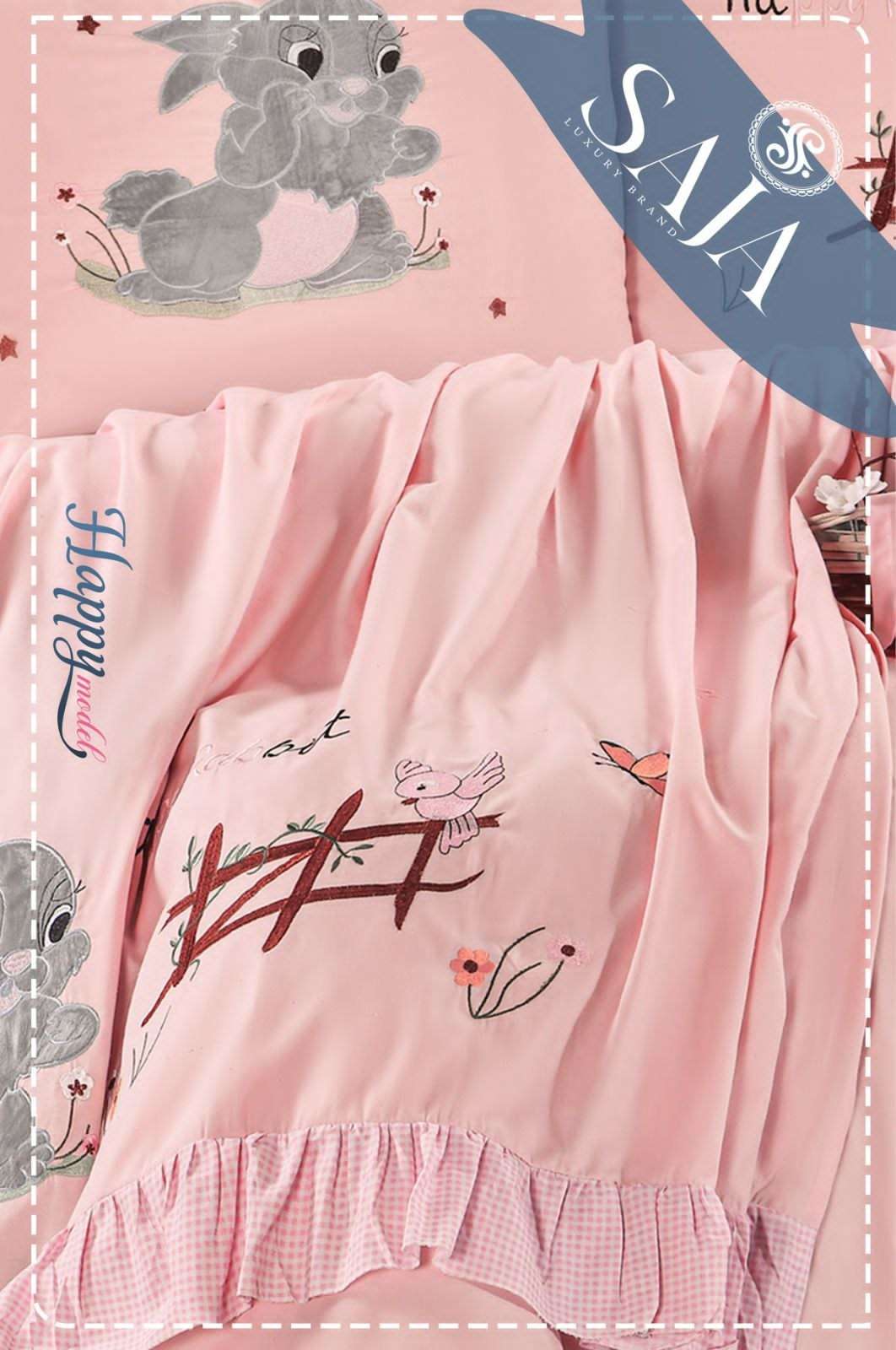 طقم سرير قطن مطرز هابي كيدز ساجا 

قطن صافي 
6 قطع اطفال 
2