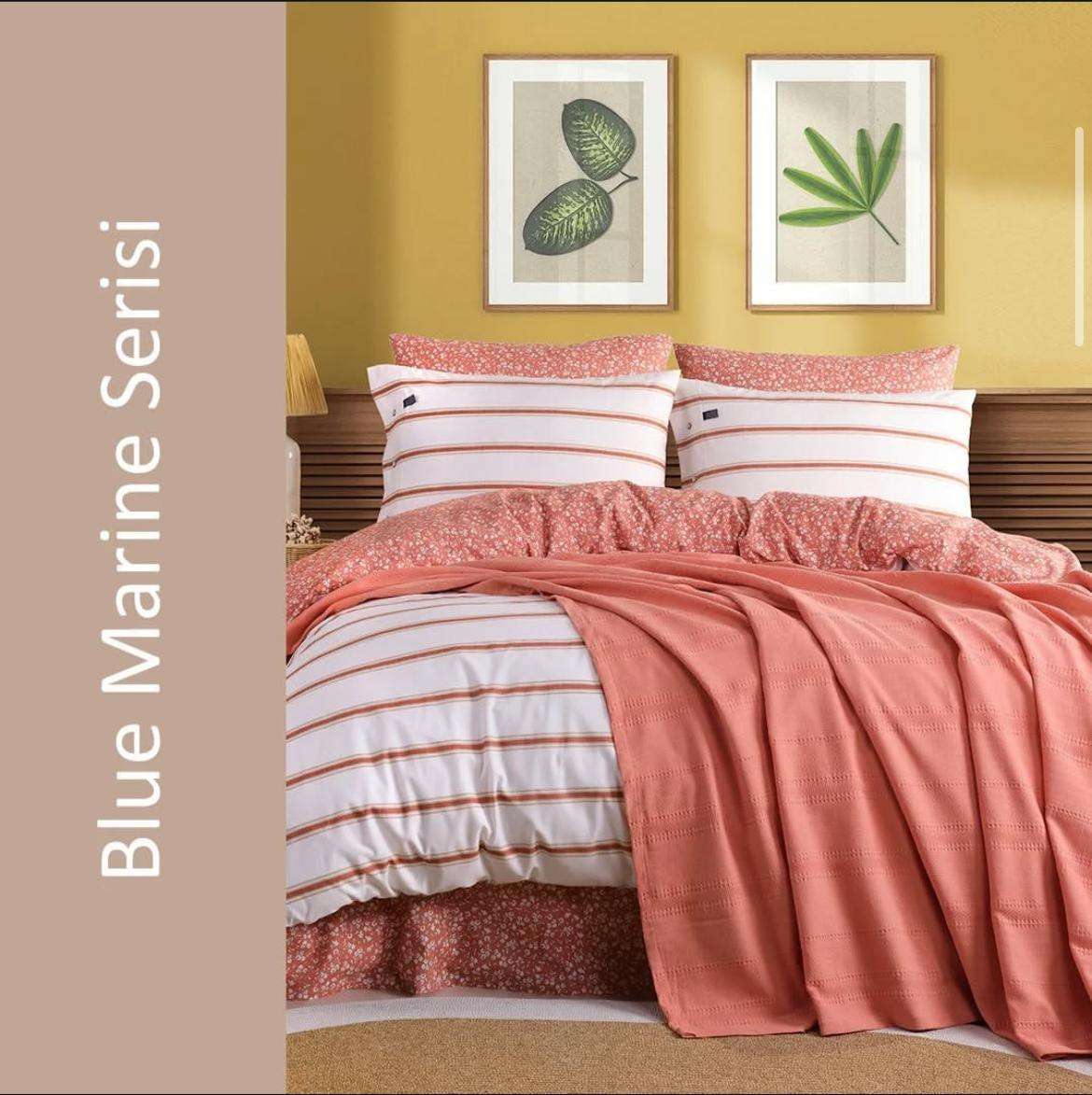 طقم كوفرتة + ملاية قطن بلو مارينا اسطنبول لوكس تركي 

قطن صافي