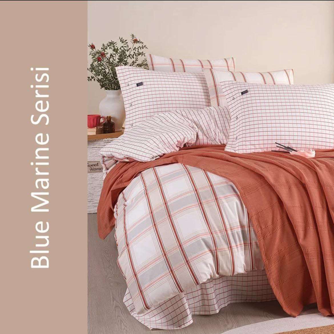 طقم كوفرتة + ملاية قطن بلو مارينا اسطنبول لوكس تركي 

قطن صافي