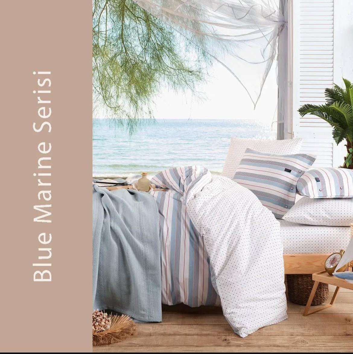 طقم كوفرتة + ملاية قطن بلو مارينا اسطنبول لوكس تركي 

قطن صافي