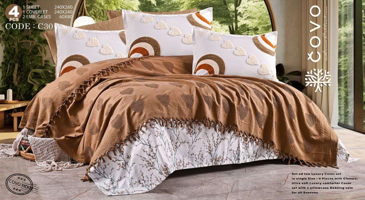 ‏كوفرتة كوفو سرير كبير كود C30 قطن صافي4 قطع 
كوفرتة مق