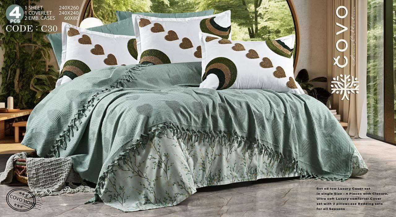 ‏كوفرتة كوفو سرير كبير كود C30 قطن صافي4 قطع 
كوفرتة مق