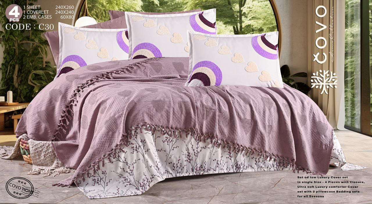 ‏كوفرتة كوفو سرير كبير كود C30 قطن صافي4 قطع 
كوفرتة مق