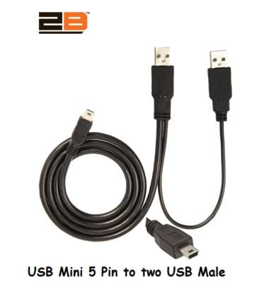 توبي كابل توصيل من USB mini 5 pin إلي مخرجين USB male موديل (DC013)