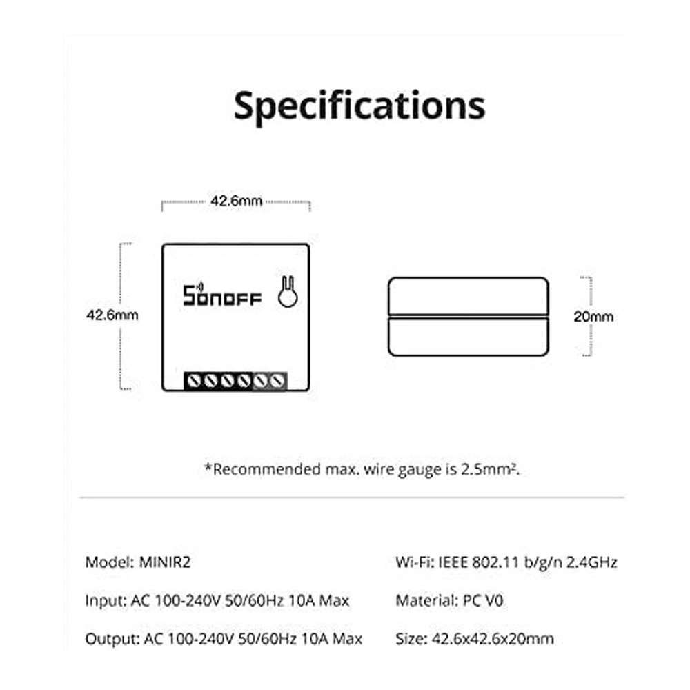 مفتاح ذكي ثنائي الاتجاه واي فاي من سونوف  حتي 10 أمبير Sonoff mini R2
