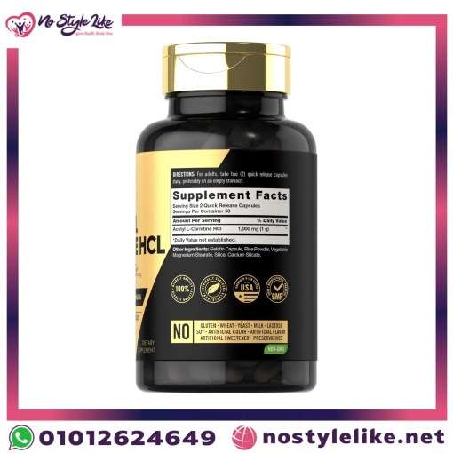 Acetyl l-carnitine hcl 1000MG 100Capsules اسيتيل ال كرانتين لصحة الدما