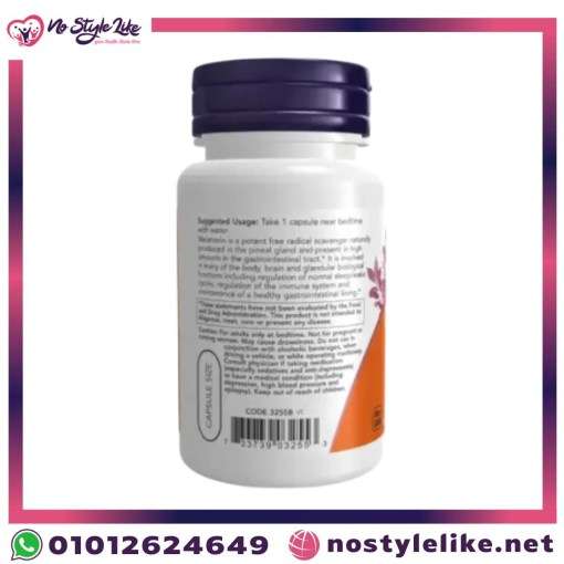 ميلاتونين للنوم NOW Melatonin 3 mg – مكمل غذائي لتحسين جودة النوم