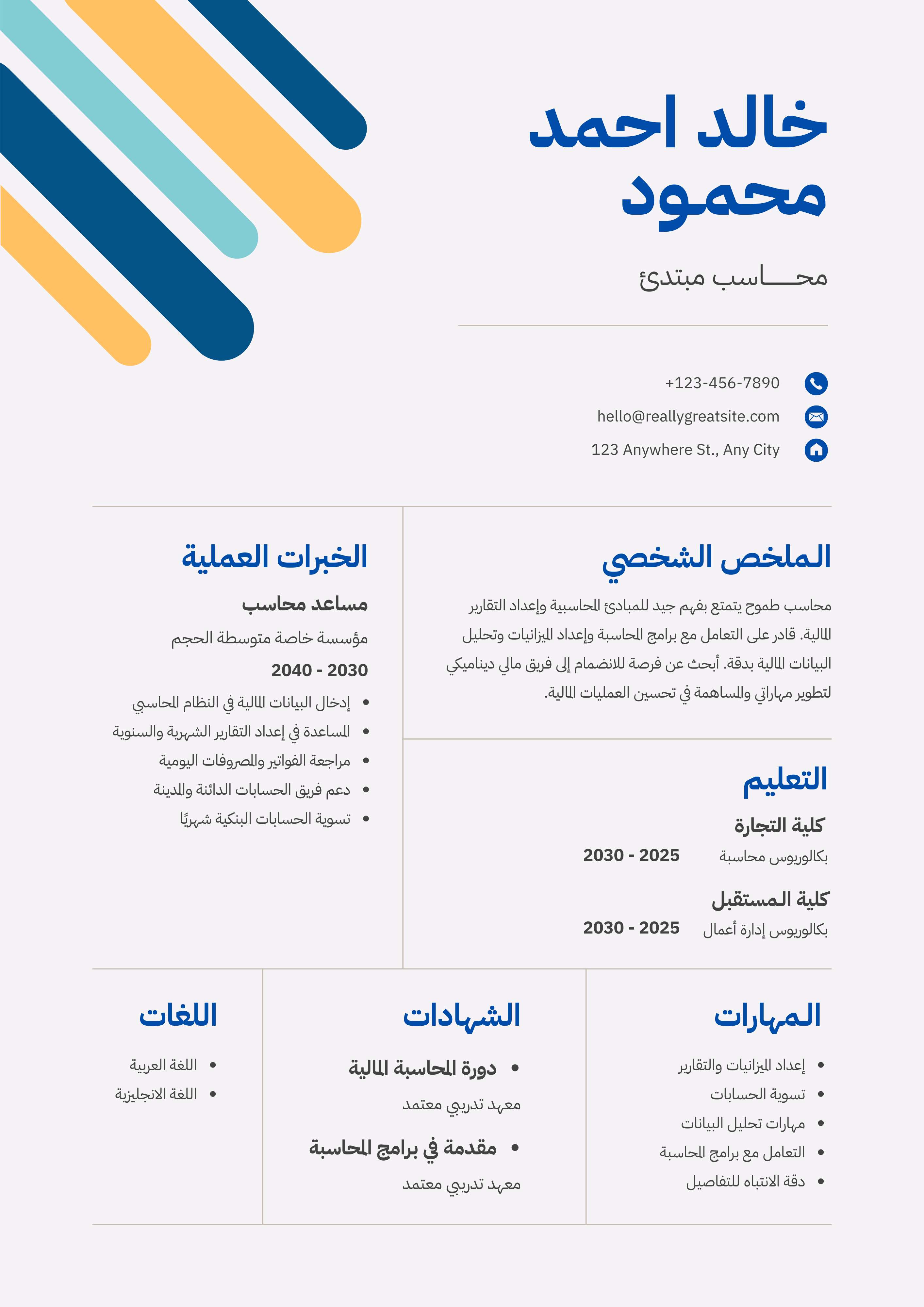 سيرة ذاتية كلاسيكية رسمية تناسب الوظائف الإدارية