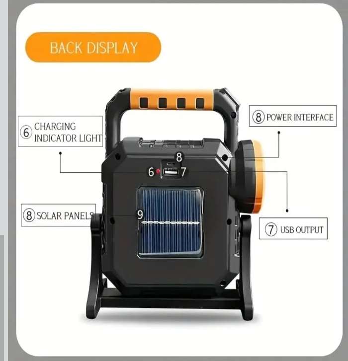 مصباح يدوى ليد يعمل بالطاقه الشمسيه
