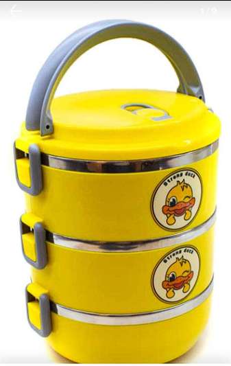 لانش بوكس معزول من الفولاذ المقاوم للصدأ مكون 3 طبقات بتصميم بطة صفراء