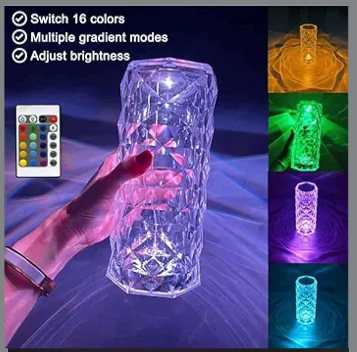 اباجورة كريستال مع تحكم باللمس، باضاءة LED ليلية ماسية